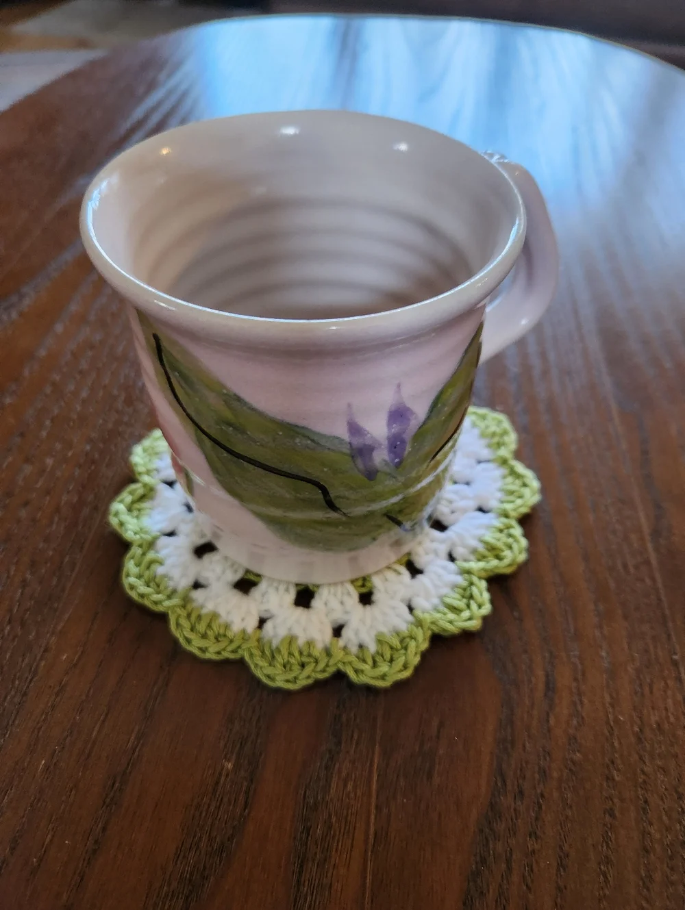 Coasters Handmade Crochet Floral in Yellow, White & Light Green